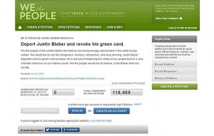 La Casa Blanca responderá a las más de 100.000 firmas para deportar a Justin Bieber  