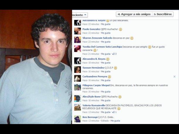Emilio Egocheaga: Amigos escriben mensajes en su Facebook tras conocer su muerte