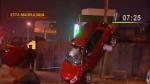 Mujer ebria ocasiona aparatoso accidente de tránsito en La Victoria