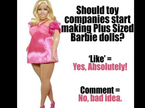 Imagen de Barbie “talla XL” genera polémica en Facebook