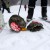 Una tortuga vence a un conejo en una carrera de esquí en China
