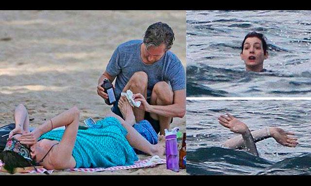 Anne Hathaway casi se ahoga en Hawaii