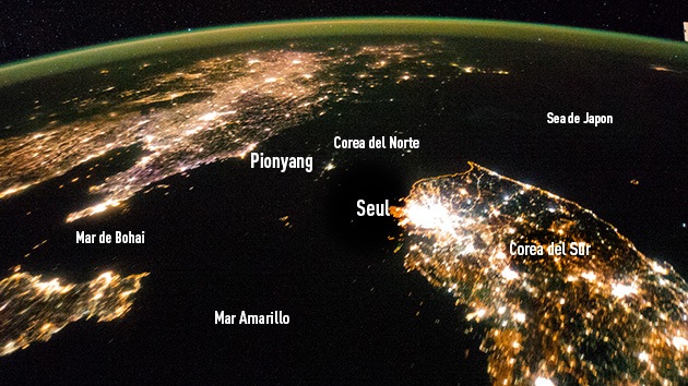 Video: A Corea del Norte se lo traga la noche en las imágenes captadas por satélite