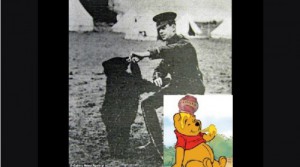 La verdadera Winnie junto al soldado.