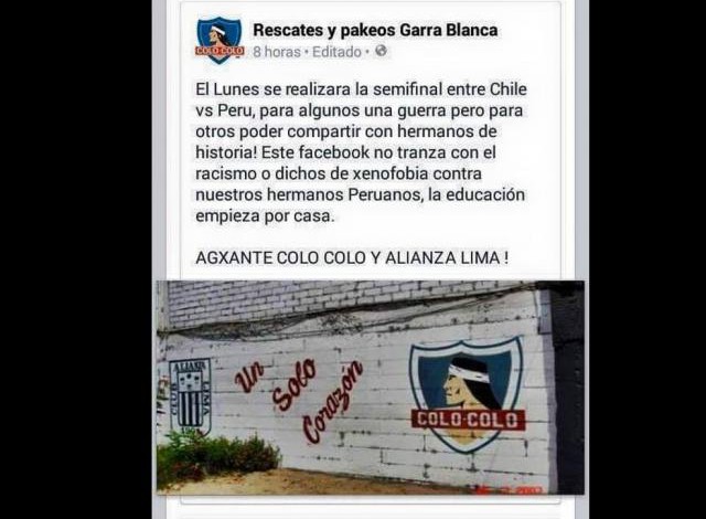 Copa América: Hinchas de Colo Colo lanzan mensaje de paz antes del Perú – Chile