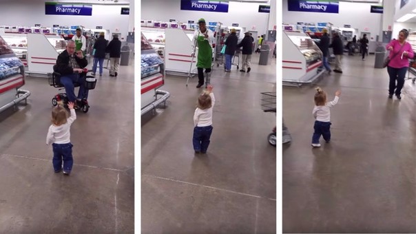 VÍDEO: niña derrocha abrazos y saludos en un supermercado