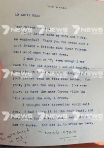 La carta que le envió el actor como respuesta al nene y que hizo popular un medio australiano. (Foto:7news)